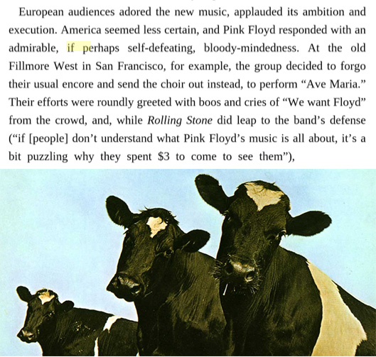 Cows on the cover of Atom Heart Mother: See Long description for more.